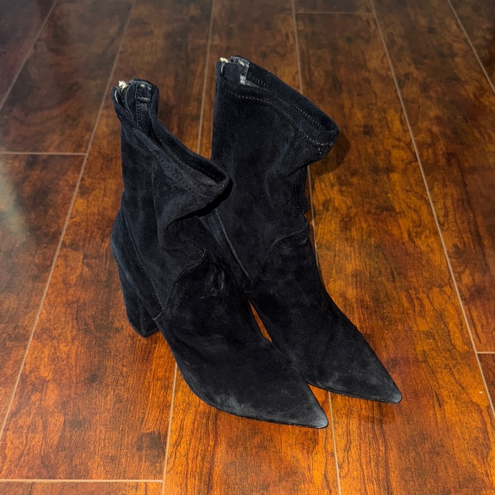 Barneys New York Black Suede Heeled Boots